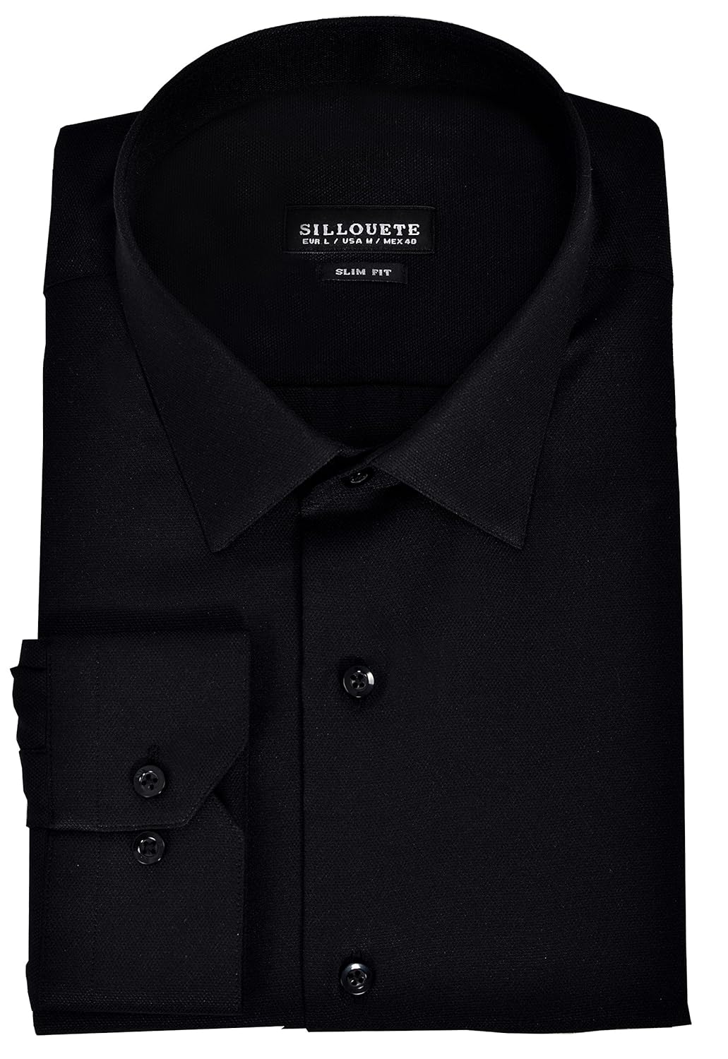 男式礼服衬衫长袖经典修身牛津棉宽领